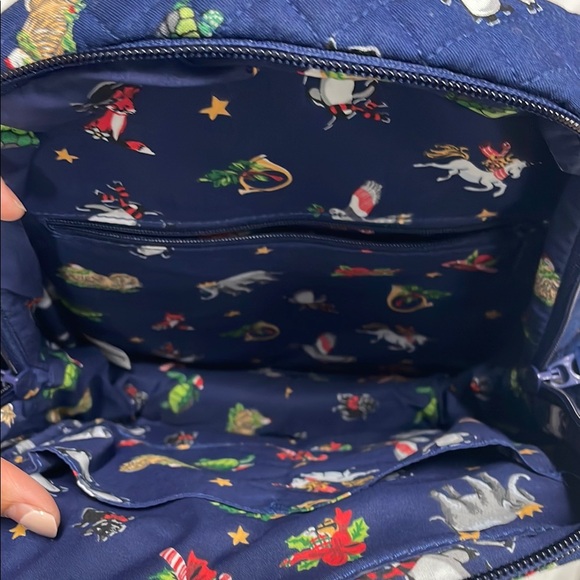 Vera Bradley Small Blue Backpack with Christmas Design - Picture 4 of 7